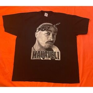 Tupac Shakur Makaveli Y2K Face Big Print Rap Hip-Hop T-Shirt Size‎ 4XL